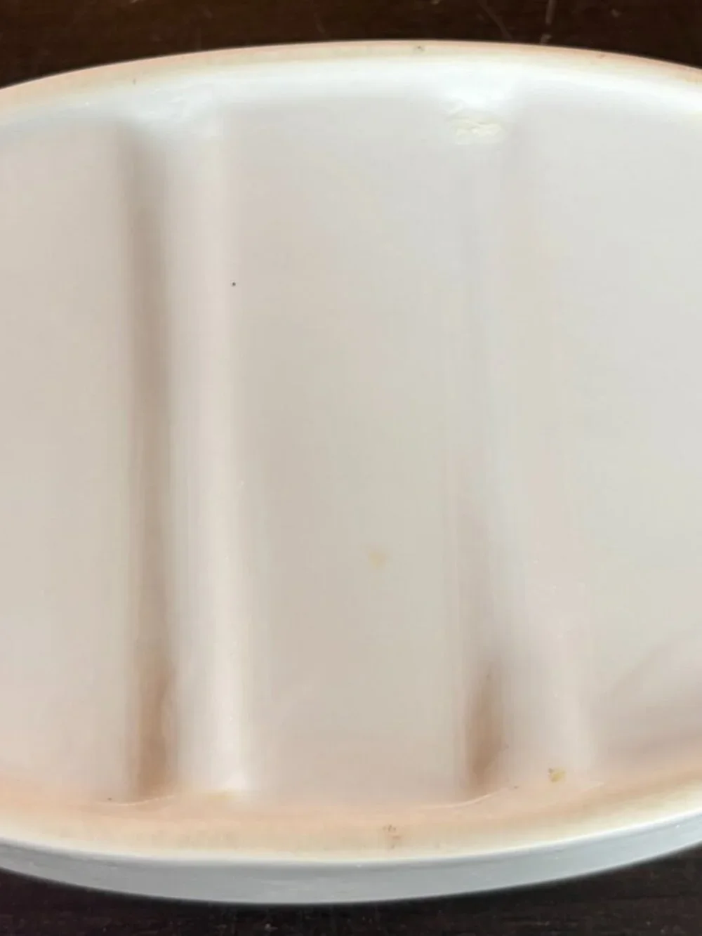 Vintage Porcelain Bar Soap Dish White w/ Gold Rim - Unmarked - GUC